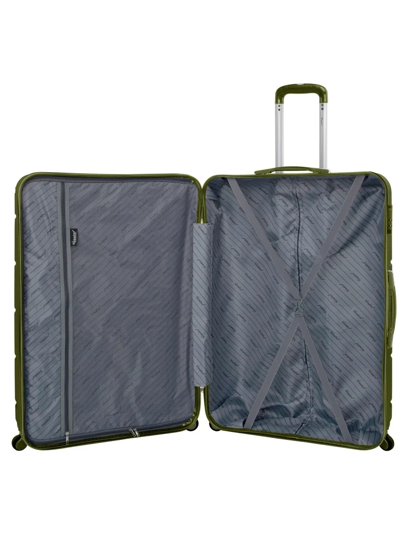 Senator Olive Green Hard Case Travel Bag Cabin Luggage Trolley ABS Lightweight Suitcase with 4 Spinner Wheels A1012 Olive Green  | Best Price UAE